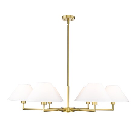Z-Lite Leila Chandelier, 6-Light, 44 In.W x 10.75 In.H, Luxe Gold/White Linen 744-44R-LG